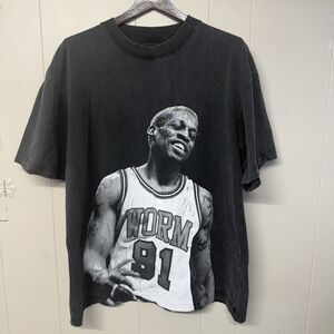 Dennis Rodman The Worm Graphic T Shirt Official Rodman Apparel Faded Looks L EUC